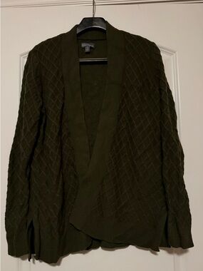 Market & Spruce Ladies XL Olive Green Quilted Open-Front Cardigan. Like new.